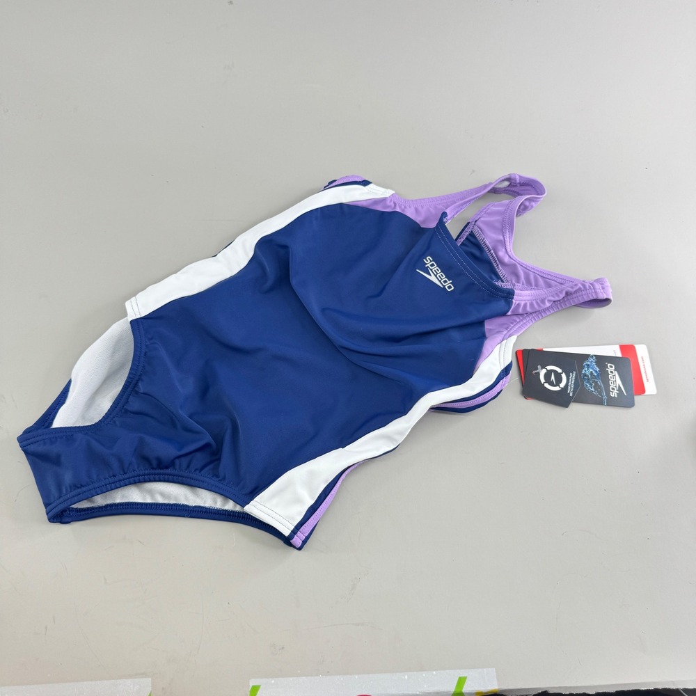 Speedo Girls One Piece Swimsuit Sweet Taro Purple Blue White Size 7 New